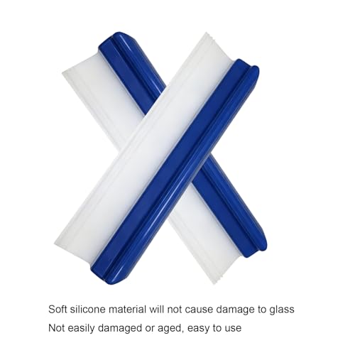 2pack 12inch Car Drying Squeegee Water Blade Universal Quick Drying Squeegee Wiper Flexible T-Bar Water Blade Silicone Squeegee for Car,Glass,Windshield,Bathroom Blue Handle - color: Blue