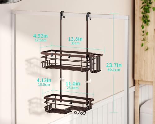 HapiRm Hanging Shower Caddy Organizer - No Drilling Shower Shelves with Hooks and Toothbrush Holder, Rustproof 304 Stainless Steel Bathroom Organizer - Bronze - color: Bronze
