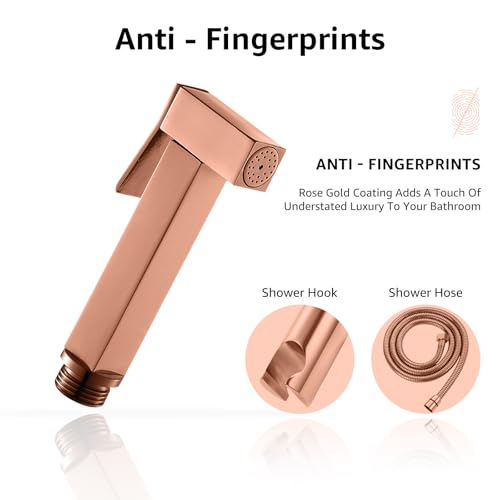 Handheld Bidet Sprayer for Toilet, Cloth Diaper Sprayer with Wall Mounts (ABS) and Hand Held Bidet Bathroom Hose (Stainless Steel), Jet Spray for Toilet, Muslim Shower, Easy to Install (Rose Gold) - color: Rose Gold