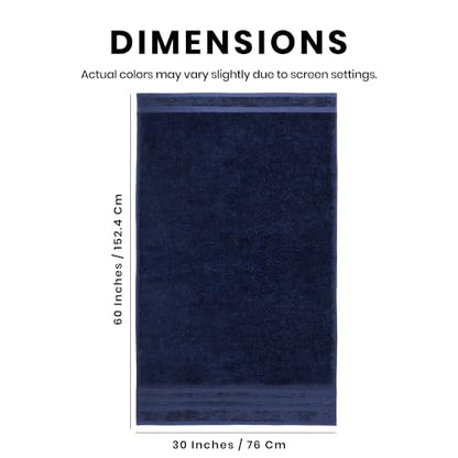 Bath Towels Set of 4 Extra Large Towels Set, 30x60 in, 100% Uzbek Cotton 600 GSM, Oeko-TEX, Larger & Lighter Weight, Quicker to Dry, Super Soft and Absorbent, Perfect for Bathroom – Navy - color: Navy
