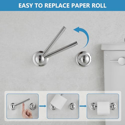 RUMOSE Pivoting Toilet Paper Holder and Hand Towel Ring, Polished Chrome | Wall Mount, Bathroom Hardware Accessories 2 PCS Set, Toilet Tissue Roll Holder & Towel Hanger, Rustproof, Stainless Steel - color: Polished Chrome