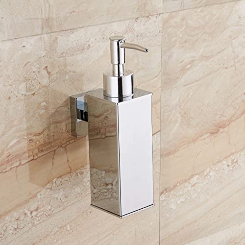BGL Hand Soap Dispenser Stainless Steel 304 Wall Mount Chrome Soap Dispenser Holder for Bathroom (Chrome, Square) - color: Chrome