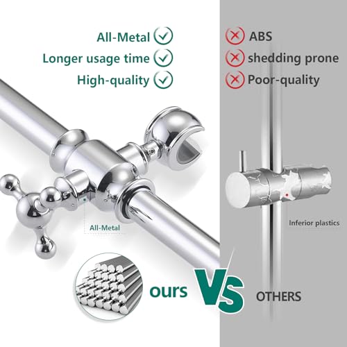 Handheld Shower Head with Slide Bar Combo, 6 Settings Handheld Shower with ON/OFF Pause Switch, Adjustable Height 27.5" Long Slide Bar, Round Wall Supply Elbow and 6.6ft Shower Hose, Chrome - color: Chrome
