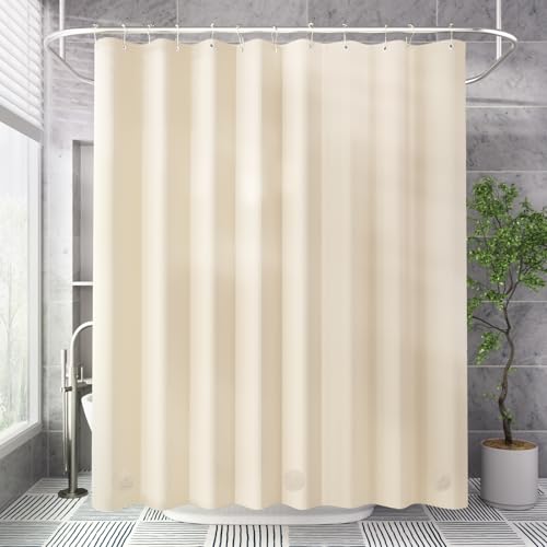 AmazerBath Shower Curtain Liner, 72x72 Beige Shower Curtain Liners, Lightweight Plastic Shower Liner, Cute PEVA Waterproof Cream Shower Curtains for Bathroom with 3 Magnets and 12 Grommets - color: Beige, size: 72"W x 72"L (Pack of 1)