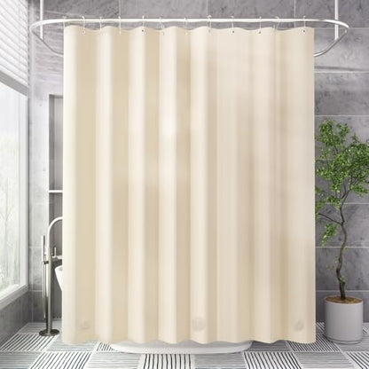 AmazerBath Shower Curtain Liner, 72x72 Beige Shower Curtain Liners, Lightweight Plastic Shower Liner, Cute PEVA Waterproof Cream Shower Curtains for Bathroom with 3 Magnets and 12 Grommets - color: Beige, size: 72"W x 72"L (Pack of 1)