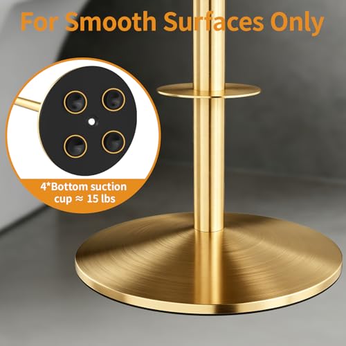 Toilet Paper Holder Stand, Stainless Steel Suction Cups Freestanding Toilet Paper Holder with Weighted Base, Storage for 4 Rolls of Paper for Bathroom (Gold) - color: Gold