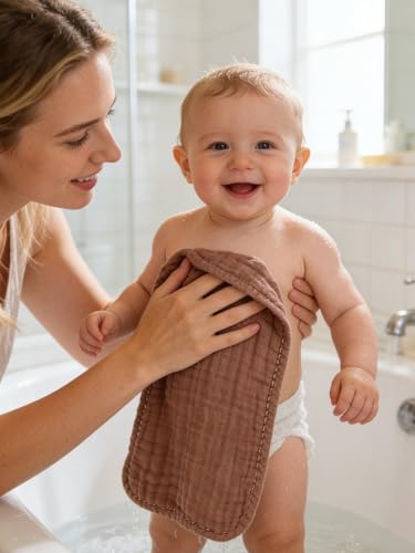 Lovely Care 12 Pack Muslin Burp Cloths 100% Cotton Muslin Cloths Large 20''x10'' Extra Soft and Absorbent Baby Burping Cloth - Boho Neutrals - color: Boho Neutrals, size: 10x20 Inch (Pack of 12)