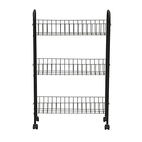 Household Essentials Matte Black Slim, 3 Shelf Storage Cart with Wheels - style: 7" Black - Basic