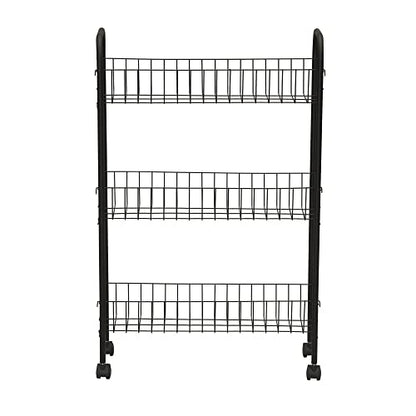 Household Essentials Matte Black Slim, 3 Shelf Storage Cart with Wheels - style: 7" Black - Basic