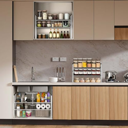 Under Sink Organizers and Storage,Expandable under cabinet organizer Shelf | 2-tier stainless steel heavy-duty expandable rack with 8 panels & adjustable width 18.9"-34.6" for kitchen bathroom shoe rack