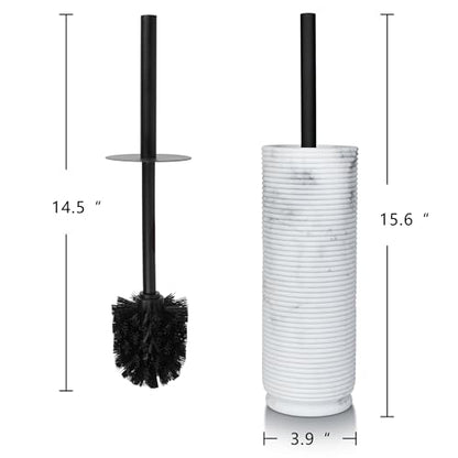 Contemporary Ribbed Design Resin Toilet Holder and Brush Set for Bathroom, Stylish and Durable Cleaning Tool with Modern Design, Compact for Efficient Cleaning - style: Ribbed White