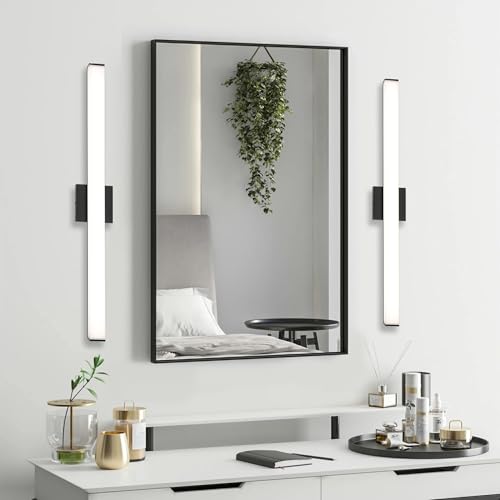 Bathroom Vanity Light Brushed Nickel Square LED 24 inch 14W 4000K Natural White Light Wall Bar Lighting Fixtures Over Mirror (Matte Black, 31.5in 4000K Dimmable) - color: Matte Black, size: 31.5in 4000K Dimmable
