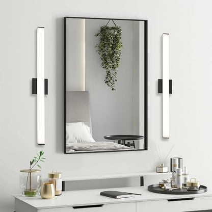 Bathroom Vanity Light Brushed Nickel Square LED 24 inch 14W 4000K Natural White Light Wall Bar Lighting Fixtures Over Mirror (Matte Black, 31.5in 4000K Dimmable) - color: Matte Black, size: 31.5in 4000K Dimmable