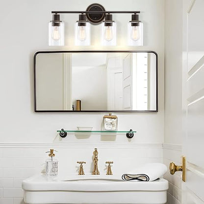 4-Light Oil Rubbed Bronze Bathroom Lighting Fixtures Over Mirror 4-Light Bathroom Vanity Light Oil Rubbed Bronze Vanity Wall Sconce Over Sink - color: Oil-Rubbed Bronze, size: 4-Light