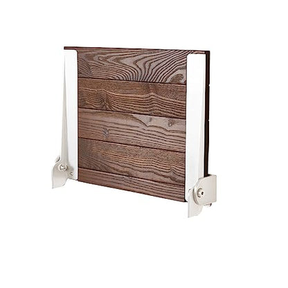 Seachrome 18 inch Silhouette Slimline Folding Wall Mount Shower Bench Seat, Natural Ash Wood Thermacor Seat with White Frame - color: Walnut Ash Wood With White Frame