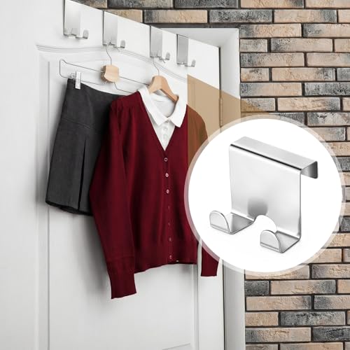 Hicarer 10 Pcs Over Cabinet Door Hooks, Stainless Steel Kitchen Cabinet Drawer Hooks for Towel, Coat, Robe Seamless No Drill Z-Shape Design for Door, Bathroom, Office Organization