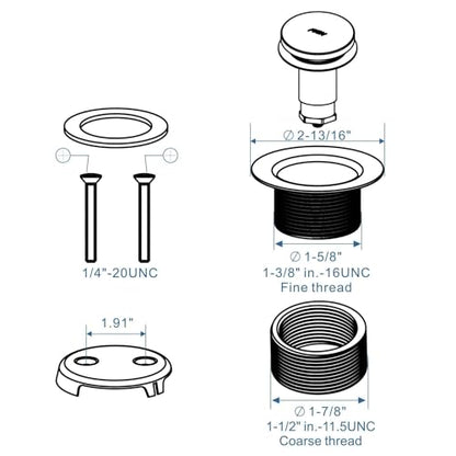 HIDROP Oil Rubbed Bronze Tub Drain Assembly Kit, 2-Hole Overflow Faceplate | Tip Toe Tub Trim Set, 304 Stainless Steel and Brass Bathtub Drain,Universal Fine/Coarse Thread fit 1-3/8" or 1-1/2" Tub Drain - color: Bronze, style: 2 Holes