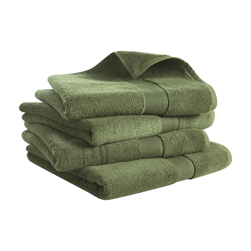 Luxury Cotton & Rayon from Bamboo Towel Set of 4 Bath Towels (28x54) – Ultra Soft, Absorbent & Quick Drying – Multiple Colors (Sage) - color: Sage