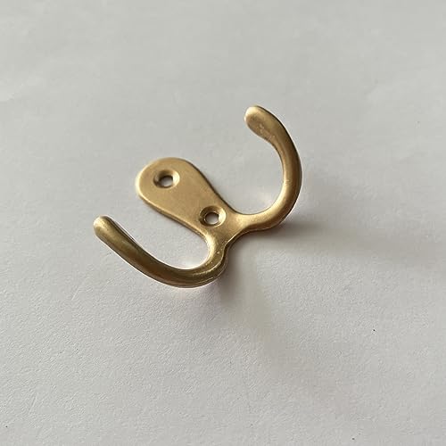 2 Pcs Double Prong Robe Hooks, Dual Coat Hooks Wall Mounted Hanging Clothes for Bathroom Bedroom Door Wall Retro Metal Cloth Hanger Double Coat Hooks with 4 Screws (Rose Gold) - color: Rose Gold