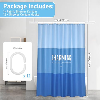 OTraki 72x84 inch Heavy Duty Bathroom Shower Curtain with 12 Hooks, Blue | Thick Shower Curtains Set Waterproof Machine Washable Polyester Cloth Shower Curtains Liner for Bath Bathtub - color: Blue, size: 72"W x 84"L (Pack of 1)