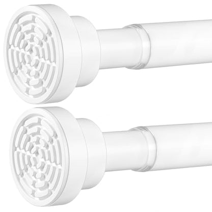 White Spring Tension Rod 28-50In 2PCS,No Drill Non-Slip Curtain Rod | No-drilling Spring Loaded Curtain Rod, Non-slip Non-Rust Extendable Rod for Windows and Bathroom - color: White-2PCS, size: 28"-50"