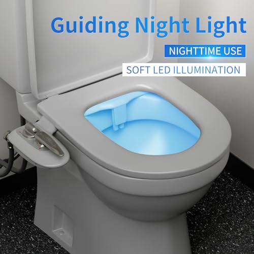 Non-Electric Bidet Attachment for Toilet Seat With LED Light Warm and Cold Water Adjustable Water Pressure, Rear and Feminine Wash, Dual Nozzle, Self-Cleaning