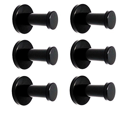 Classic Black Stainless Steel Single Super Heavy Duty Wall Mount Hook, Bath Towel Hooks, Coat Hanger (2", 6 PCS)
