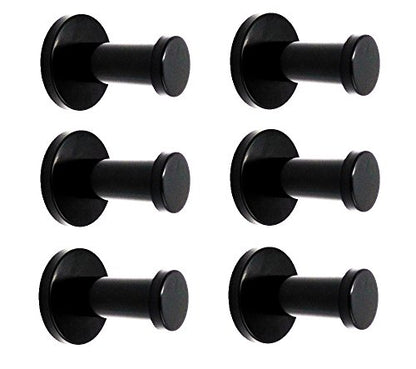 Classic Black Stainless Steel Single Super Heavy Duty Wall Mount Hook, Bath Towel Hooks, Coat Hanger (2", 6 PCS)