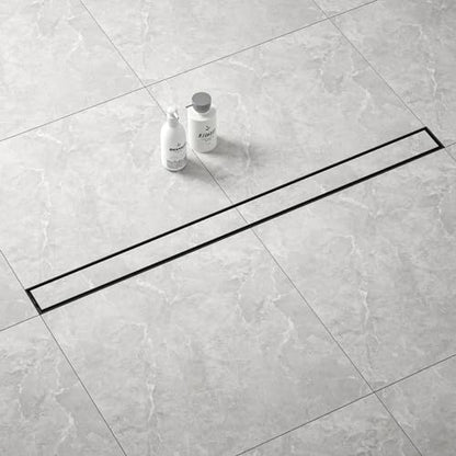 Linear Shower Drain, 304 Stainless Steel Floor Drain 42" | with Tiled Insert Grate & Hair Strainer, Bathroom 2-in-1 Tiled in Drain, CUPC Certified - color: Matte Black, size: 42''