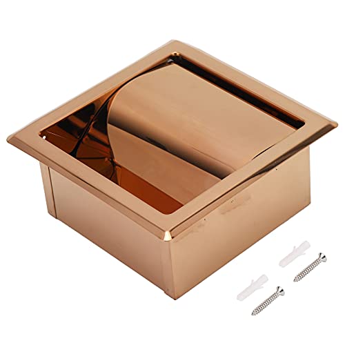 Alvinlite Toilet Paper Roll Holder Recessed Toilet Paper Holder Tissue Holder Box Cover Wall Mounted Stainless Steel Toilet Roll Holder Waterproof Toilet Tissue Holder for Bathroom(Rose Golden) - color: Rose Golden