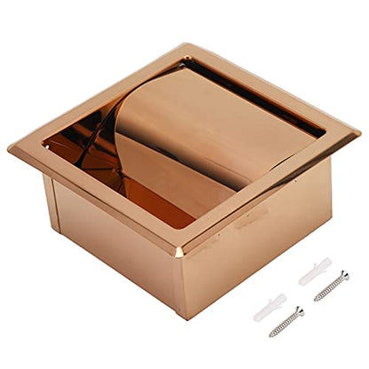 Alvinlite Toilet Paper Roll Holder Recessed Toilet Paper Holder Tissue Holder Box Cover Wall Mounted Stainless Steel Toilet Roll Holder Waterproof Toilet Tissue Holder for Bathroom(Rose Golden) - color: Rose Golden