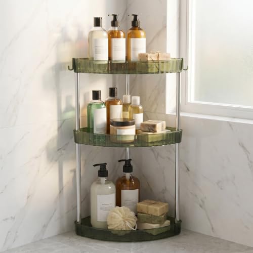 Triangle Corner Bathroom Shelf with 3-Tier Storage, Moisture Resistant Pet and Stainless Steel Material, User-Friendly Assembly, Minimalist Design for Bathroom and Washroom
