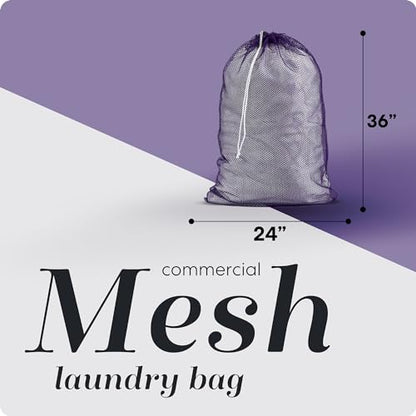 Handy Laundry Mesh XL Laundry Bag - Durable, Machine Washable with Secure Drawstring Closure - Perfect for College Dorms, Laundromats, Apartments (Purple, Large 24" x 36") | XL 24x36 Mesh Laundry Bag, Secure Drawstring, Heavy Duty, Machine Washable, for D