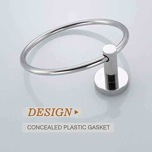 Polished Chrome Towel Ring | Hand Towel Holder for Bathroom Wall Mounted, Durable 304 Stainless Steel, Modern Style - color: Polished Chrome