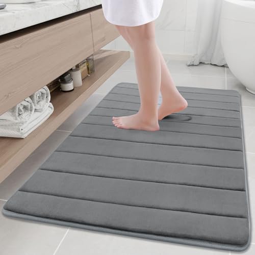 Buganda Memory Foam Bath Mat, 44" x 32", Ultra Soft Bathroom Rugs, Water Absorbent and Machine Washable Bath Rug for Bathroom, Shower, and Tub, Grey - color: Grey, size: 44" X 32"