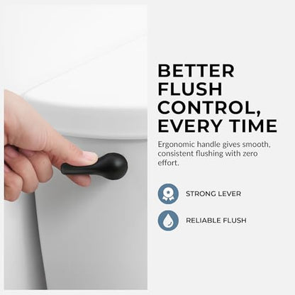 Qualihome Matte Black Finish Side Mount Toilet Handle Replacement Kit, Universal Toilet Tank Flush Lever Fits Most Standard Side-Mount Toilet Tanks - color: Black
