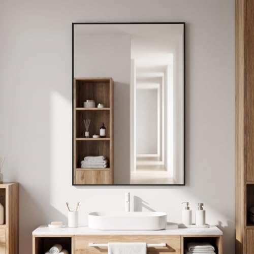 HARRITPURE 20"x30" Rectangle Bathroom Mirror, Gold Vanity Wall Mirror | Aluminum Alloy Frame Wall Mirror, Horizontal or Vertical Wall Mount for Entryway Bedroom Living Room - size: 30"L x 20"W