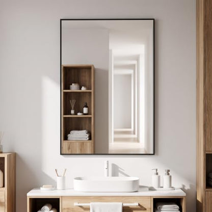 HARRITPURE 20"x30" Rectangle Bathroom Mirror, Gold Vanity Wall Mirror | Aluminum Alloy Frame Wall Mirror, Horizontal or Vertical Wall Mount for Entryway Bedroom Living Room - size: 30"L x 20"W