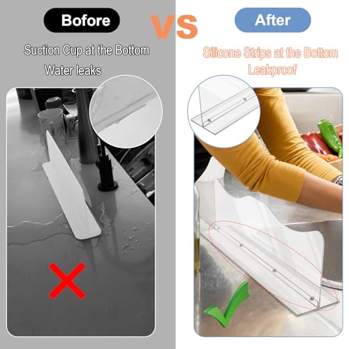 Beautyflier Splash Guard for Kitchen Sink Area Placed, Premium Kitchen Sink Water Splash Guard Behind the Sink/Behind Faucet, for Kitchen, Island and Bathroom, 16.75 Inches, Bottom Leak-Proof