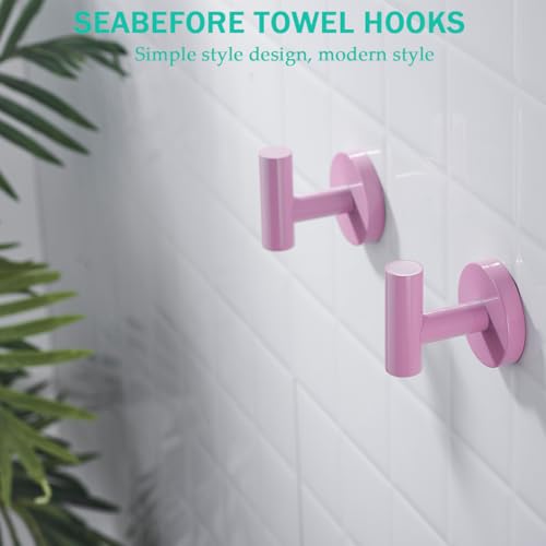 Towel Hooks for Bathrooms,Pink Wall Mount Hooks SUS 304 Stainless Steel Coat Hook Robe Hook Towel Hook 2 Count for Kitchen,Bedroom (Drilling),96006-8PK - color: Pink