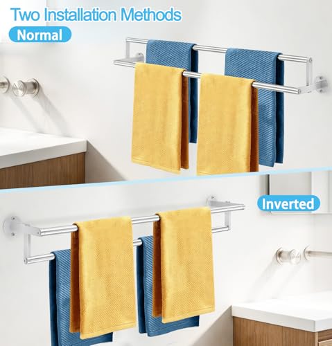 Double Towel Racks for Bathroom, 32 inch Double Towel Bar, Bathroom Towel Rack Wall Mounted, Double Towel Rod Stainless Steel Bathroom Towel Holder(Brushed Nickel) - size: 32 Inch
