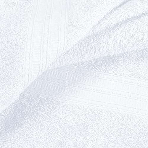 BOUTIQUO 6 Pack Cotton Towel Set, Contains 2 Bath Towels 27x54 inch, 2 Hand Towels 16x24 inch & 2 Wash Coths 12x12 inch, Ideal Everyday use, Ultra Soft Compact & Lightweight - White - color: White, size: 6 Piece Towel Set
