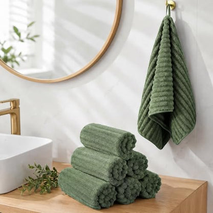 ZVH Hand Towels for Bathroom 6pcs 14X29.5inch,Quick Dry Microfiber,Super Soft,Hand Towels with Hanging Loops for Spa,Kitchen,Hotel (Avocado Green, Set of 6) - color: Avocado Green