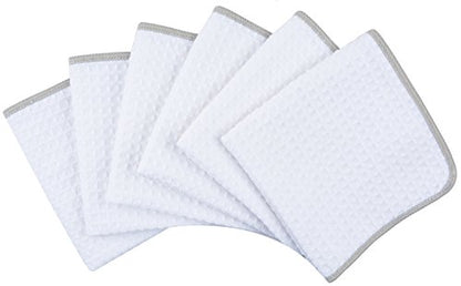 Waffle Microfiber Dish Cloths White Kitchen Towels, Cleaning Cloth | Quick Dry Absorbent Dish Rags Dishcloths Barista Towels 12x12 Inch 6 Pack - color: White, size: 12in x 12in 6 Pack