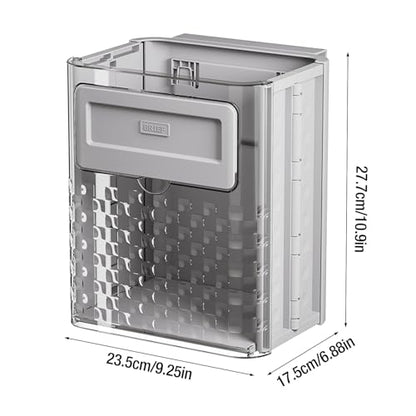 Kitchen Trash Can, 2.4 Gallons Foldable Hanging Garbage Bin, Multifunctional Wall Mounted Small Trash Can - Plastic Collapsible Waste Bin with Lid for RV Office Bathroom Office
