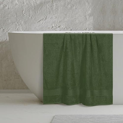 Belizzi Home Cotton 2 Pack Oversized Bath Sheet 35x70, Large Bath Sheet, Ultra Soft, Absorbent, Compact, Eco-Friendly, Recyclable, Quick Drying and Lightweight Towel - Olive Green - color: Olive Green, size: 2 Pack Bath Sheet