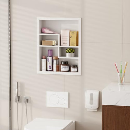 14x18 Medicine Cabinet Recessed Stainless Steel, with 4 Compartments Medicine Cabinet Organizer, Stainless Steel Wall Niche, Bathroom Wall Cabinet, Recessed Bathroom Cabinet, White - color: White, size: New Design 2-Tier