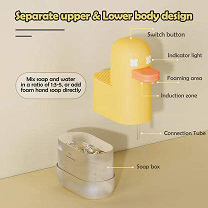 Seawah Automatic Foaming,Rechargeable Cute Bubble Duck Touchless Hand Foam Soap Dispenser for Bathroom,Smart Electric Sensor Soap Dispenser Kitchen(Yellow) - color: Yellow