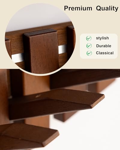 Wooden Coat Rack Wall Mount with Shelf, Heavy Duty Entryway Organizer with 4 Hooks,Coat Hooks Hanger for Coats, Hats, Bags & Towels, Walnut Wall Hanger for Hallway, Bedroom, Kitchen (4 Hooks) - size: 4 Hooks