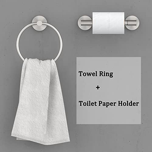 RARXTR Brushed Toilet Paper Holder & Towel Ring SUS304 Stainless Steel 2pc Bathroom Hardware Set with Double Post Pivoting Toilet Paper Roll Holder Wall Mount & Bathroom Towel Holder Set - color: Brushed Nickel, size: 2-Piece